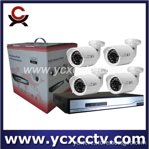 4 Bullet IP Cameras NVR Kits with Poe